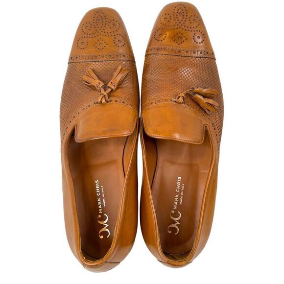 Elegant Brown Leather Tassel Slip-Ons